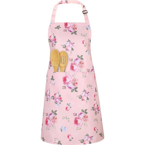 Tablier Cuisine Femme Tablier de Cuisine Imperméables Tabliers Floraux Ajustables avec 2 Poches Chef Tablier pour Cuisine Jardinage Cadeaux pour Maman Epouse Petite Amie (1/5)