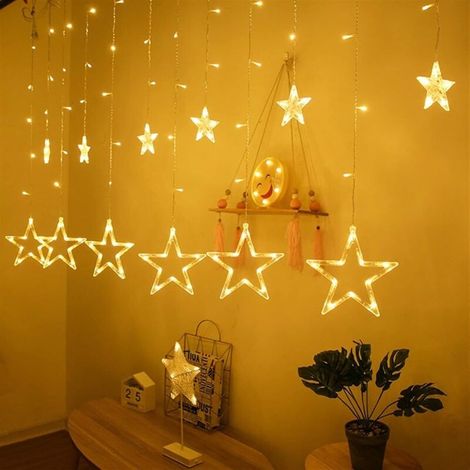 Lumières de Cordes LED LED Solar Rideau String Lumières 3.5m Guirlande Fairy Lights Solar LED String Light for Window Chambre à Coucher Décor De Mariage Patio lumières (Color : Warm White B) (1/2)