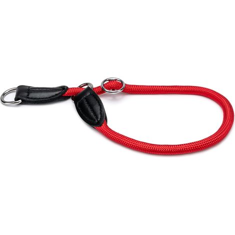 lionto Zugstopp-Halsband, verstellbar & leicht, Retrieverhalsband aus Nylon mit Stoppring, Länge 65 cm, Durchmesser 1 cm, rot