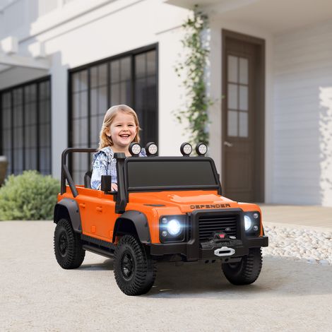Voiture électrique pour enfants, fonctionne sur batterie 12 V, télécommande, fonction musicale, klaxon, lumières LED, orange