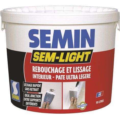Enduit de rebouchage et lissage en pâte Sem-Light 10 litres - SEMIN