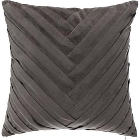 Coussin Déhoussable Velours "Tressé" 40x40cm Gris (1/3)