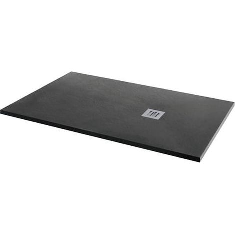 MX Minerals Jet Black Slate Effect Rectangular Shower Tray 1600mm x 800mm (1/4)