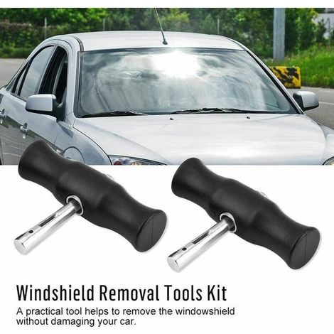 Kit d'outils de dépose pare-brise de voiture Fil de coupe de verre pour fenêtre de pare-brise avec poignées (1/4)