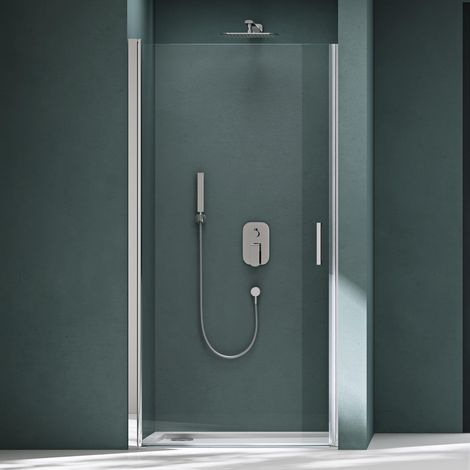 Mai & Mai Duschtür Nischentür Dusche Duschabtrennung Duschkabine Schwingtür 180° ESG-Sicherheitsglas mit Hebe- und Senkmechanismus 100x195cm Klarglas Teramo24K (1/5)