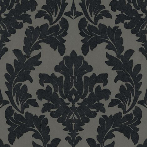 Barock Tapete Profhome 335805 Vliestapete leicht strukturiert mit Ornamenten matt silber schwarz grau 5,22 m2