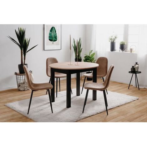 Table ronde extensible 100/140 cm chêne artisan/noir Coburg - Naturel (1/5)