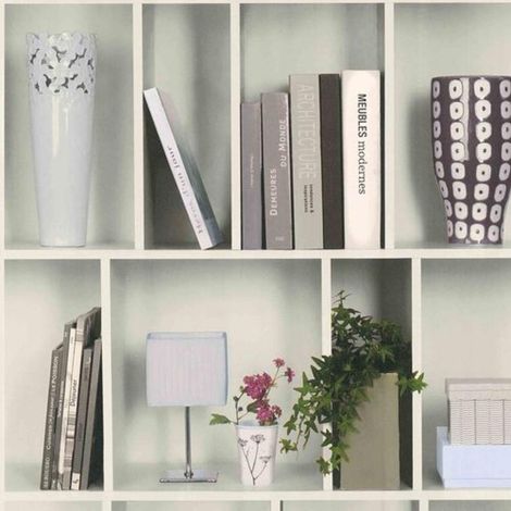 AS Creation Vintage Wooden Shelf Bookcase Wallpaper Contemporary Paste The Wall