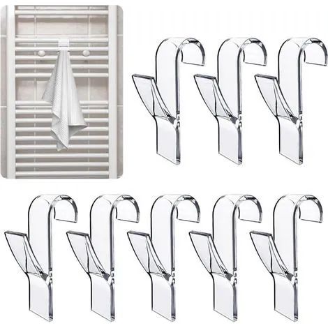 Crochets porte-serviettes chauffants en plastique, lot de 8, accessoires de salle de bain, transparents
