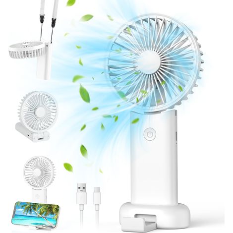 Ventilateur Portable, Ventilateur Silencieux de Poche 3 Vitesse du Vent Mini Ventilateur À Main Portable Rechargeable pour Voyage, Bureau À Domicile, Extérieur (1/5)