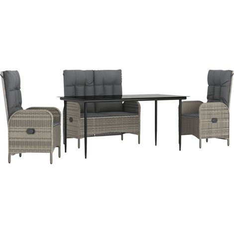 Maison Exclusive - Set da Pranzo da Giardino 4 pz con Cuscini in Polyrattan Grigio (1/5)