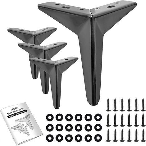Verstellbare Schrankbeine, 10 cm (4 Zoll), Metallmöbelbeine, Tischbeine, DIY-Sofafüße, abgewinkelt, schwarz gebürstet, 4er-Set (Farbe: Schwarz – 15 cm (6 Zoll) – Chrom)