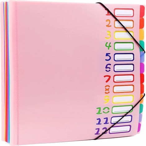 Dossier Dépliant Avec Onglets - Carton Renforcé PP - Format A4 - 12 Onglets - Étanche - Pour Bureau Maison École - 1 Pièce