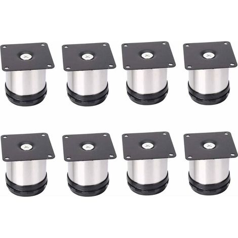 Gambe per mobili 8 gambe regolabili in acciaio inox per mobili, altezza regolabile 50 mm, gambe per mobili ispessite, gambe per tavolo, gambe per mobili, acciaio inox spazzolato, altezza regolabile 0- (1/5)