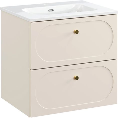 Meuble simple vasque encastrée 60cm Sanae Beige sable