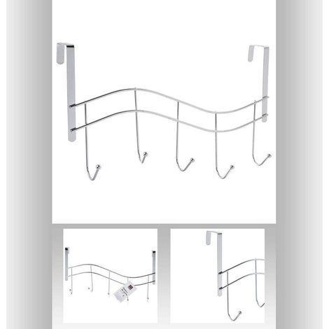 Patère murale 5 têtes inox design vague 38,5x9,2cm moderne intérieur fixation murale Simply Smart 5Five (1/2)