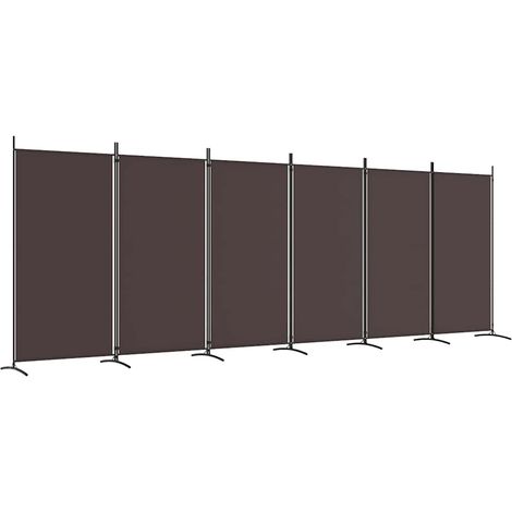 Biombo divisor de 6 paneles de tela marrón 520x180 cm vidaXL