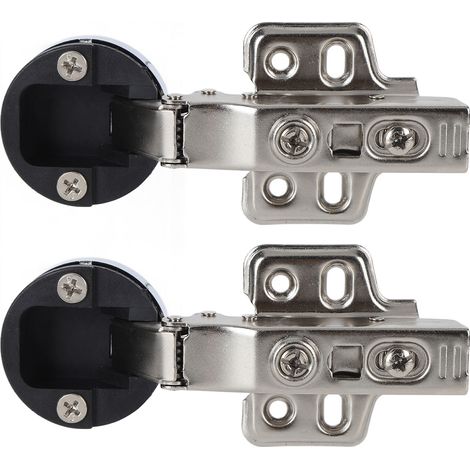 Ensemble de 2 charnières en acier inoxydable 201 pour porte vitrée d'armoire, amortisseur de porte vitrée 35, bras droit, recouvrement total 18 mm (1/5)