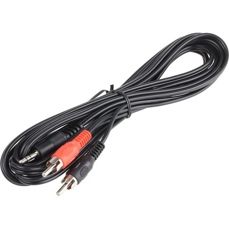 Cordon audio Fiche jack mâle stéréo de 3,5 mm vers Fiche mâle 2 Cinch, Long. 3m ( Prix pour 1 )