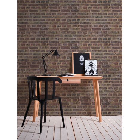 Papier peint brique marron moderne Tapisserie brique style industriel pour salon Papier peint chambre effet pierre intissé (1/10)