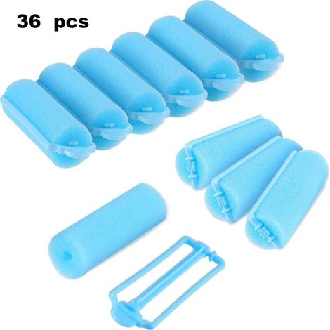 Lot de 36 bigoudis en mousse, bigoudis flexibles pour le coiffage (bleu) (1/5)