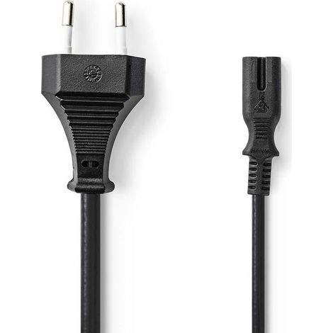 Cable de alimentacion hombre euro iec 320 c7 recto recto niquelado 200 metros piso pvc negro cajas