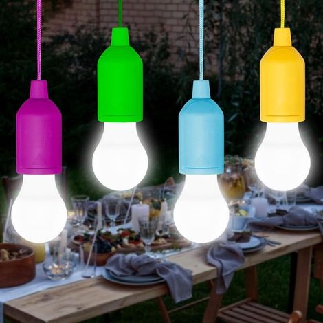 Luces LED portátiles para tiendas de campaña, ideales para acampar y fiestas en el jardín (4 unidades). (1/5)