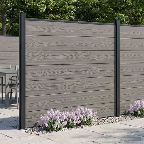 Panneau de clôture WPC et Aluminium Gris (1/5)