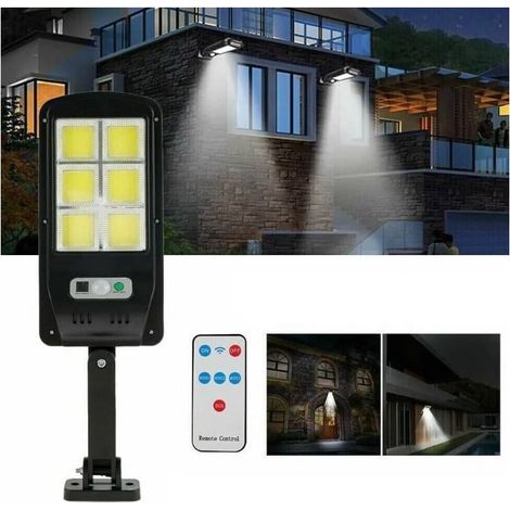 TrAdE Shop Traesio - Faro Lampione Stradale Pannello Solare Fotovoltaico Sensore 6 Led Cob Con Telecomando - (1/4)