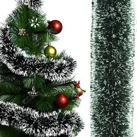 Ruhhy Ghirlanda di Natale 6 m Verde e Bianco Spessa 15 cm
