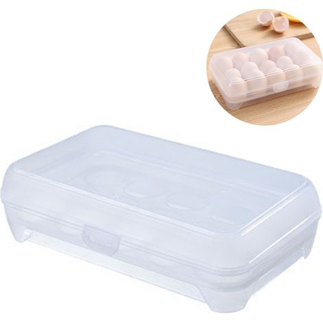 Porte-œufs en plastique, plateau à œufs mimosa avec couvercle, boîte à œufs portable et empilable pour réfrigérateur avec 15 alvéoles, idéale pour le camping, le réfrigérateur et la cuisine. (1/5)
