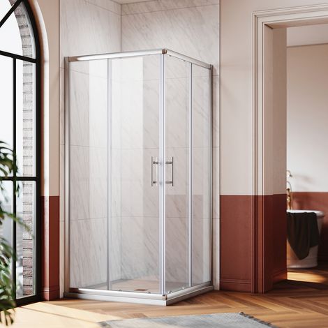 SONNI Eckeinstieg Dusche Duschkabine Duschabtrennung Duschwand mit schiebetür H:195cm 100x100cm,Schnellfreigabefunktion,Spritzwasserschutz (1/5)