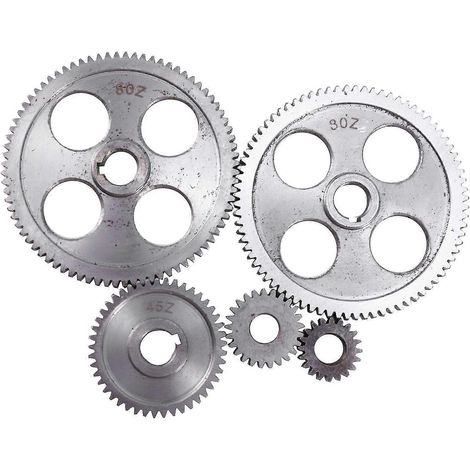 Lot de 5 engrenages métalliques pour machines-outils CJ0618, engrenages de micro-tour, engrenages de coupe de métaux, argent (1/5)