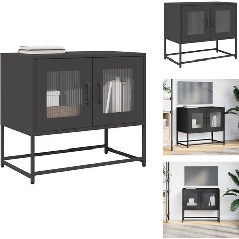 TV-Schrank Schwarz 68x39x60,5 cm Kaltgewalzter Stahl - TV-Schrank - TV-Schränke - Lowboard - Fernsehschrank (1/5)