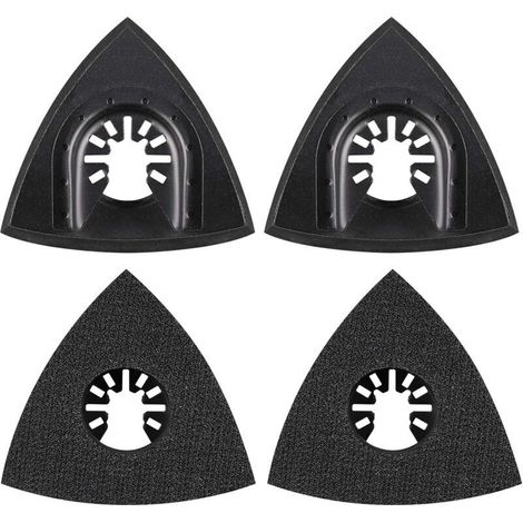 Patins de ponçage delta 80mm – Lot de 4 – Crochets et boucles en plastique pour fixation rapide – Compatibles Bosch, Dewalt, Makita – Pour bois, métal, plâtre (1/5)