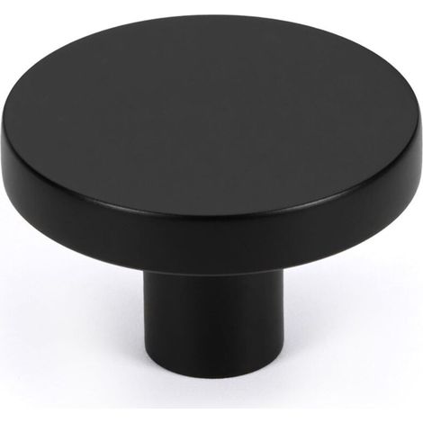Lot de 10 boutons d'armoire de cuisine noir mat, boutons en laiton massif pour tiroir de commode, poignées d'armoire de salle de bain minimalistes rondes, quincaillerie de meubles modernes, diamètre 1 (1/5)