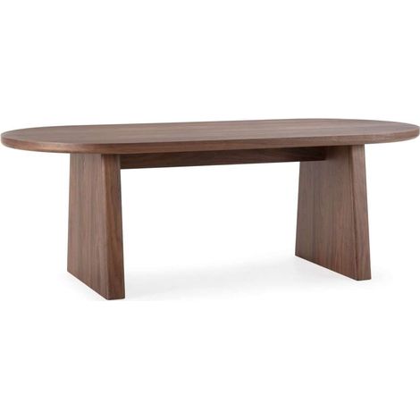 Mesa para comedor ovalada fija Md-Larisa acabado nogal, 220cm(ancho) 76cm(altura) 100cm(fondo). (1/5)