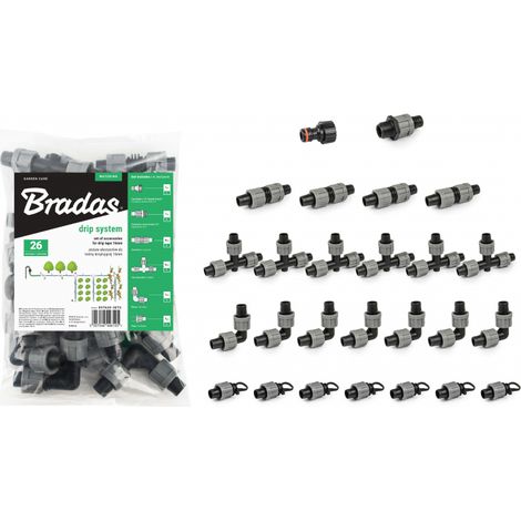 Kit de accesorios para cinta de goteo 16 mm, set de 26 piezas, ideal para riego por goteo, incluye conectores, tapones y codos para instalación eficiente (1/3)