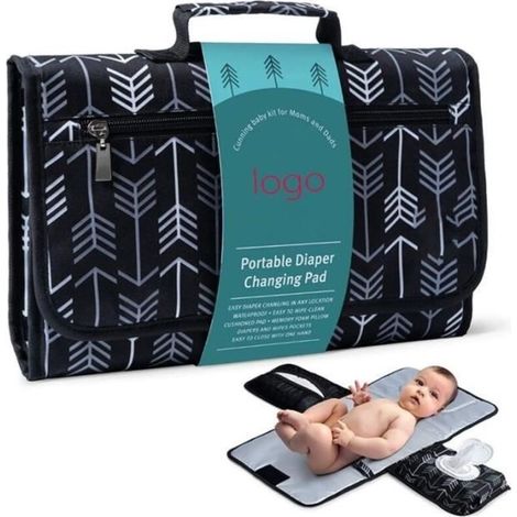Travel Changing Mat, Portable Removable Baby Changing Mat, with Head Cushion and Pockets for Baby, Home, Outdoor Use Travel