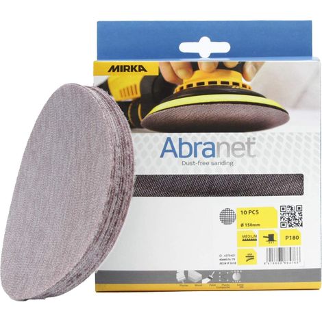 Mirka Abranet discos lijado red 150 mm cierre adhesivo grano P180 10 uds