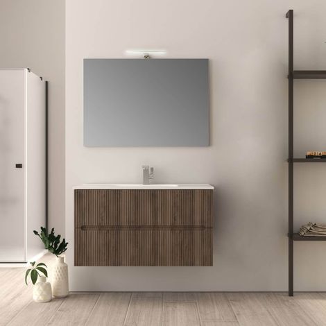 Mobile bagno 90 cm Plissè finitura Noce Mod. Riga (1/4)