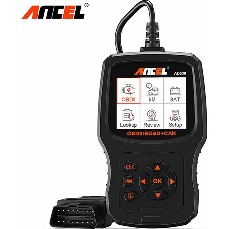 SABIR ANCEL AD530 Scanner de voiture OBD2 Lecteur de code de diagnostic avec définition de code améliorée et graphiques d'état de santé de la batterie améliorés (1/5)