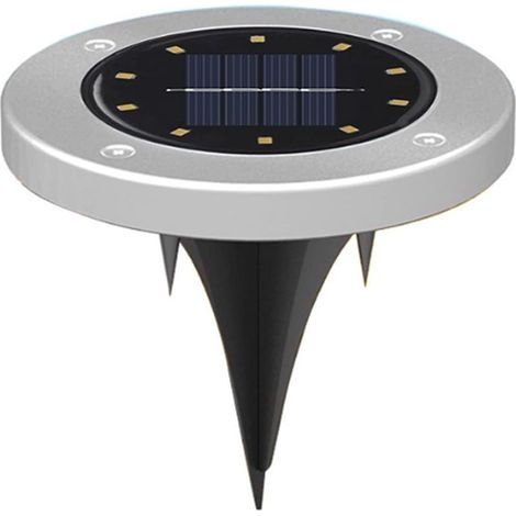 Lumières enterrées solaires, projecteurs encastrés à LED étanches IP65 10 LED lumière de jardin à énergie solaire disque extérieur lampe solaire cour patio pelouse sentier capteur solaire éclair (1/5)