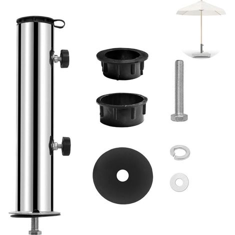 Ecleanfy - Support universel en acier inoxydable pour parasol en granit 30/40 kg – Tube vertical 30cm – Diamètre 57mm – Résistant aux intempéries (1/5)