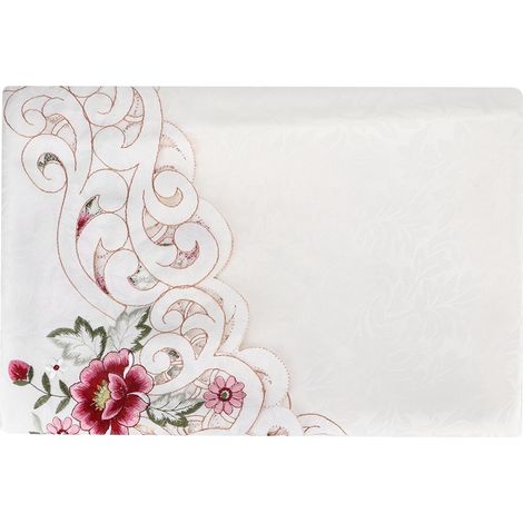Nappe élégante en polyester à imprimé floral, brodée, pour la décoration intérieure, 218 x 218 cm (1/5)