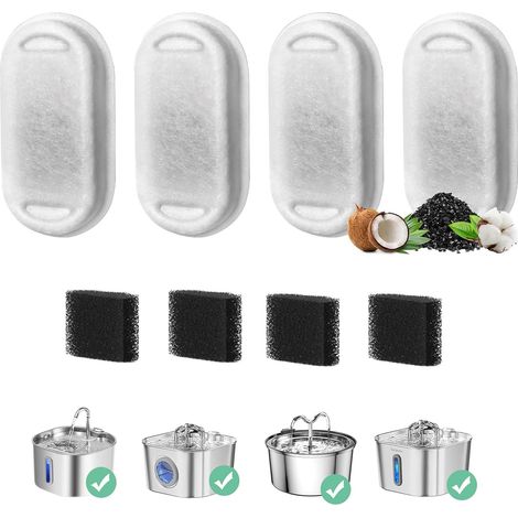 El elemento filtrante para dispensador de agua para mascotas (4 piezas) es adecuado para modelos de acero inoxidable de 3,2 litros/2,2 litros, elemento filtrante Runway 830 en algodón filtrante 4+4. (1/5)