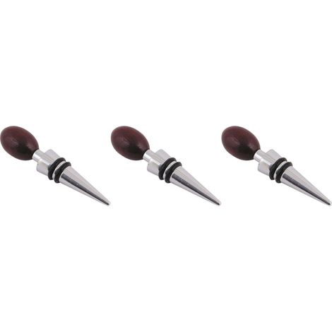 Bouchon à vin 10cm en acier et bois (Lot de 3) (1/2)