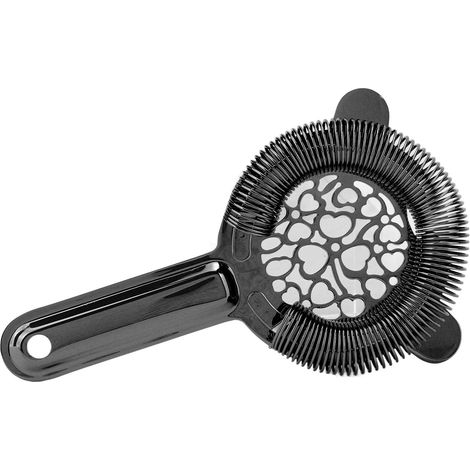 Passoire à cocktails en acier inoxydable brillant, élégante passoire à glace pour barman, plaquée noire. (1/5)