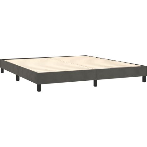 Somier de láminas sobre patas estructura de cama 160x200 cm tela terciopelo gris oscuro TDL0207124