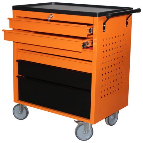 Carrello porta utensili officina 6 cassetti (4 bassi 1 medio 1 alto) ARANCIO GR65-A DERBY (1/2)